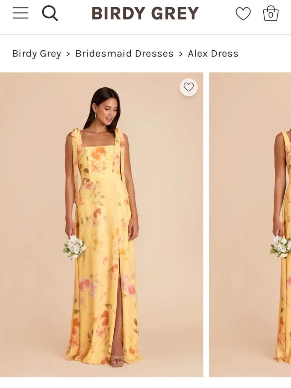 Birdy Grey Alex Dress - Yellow Floral Tie-Shoulder Gown
